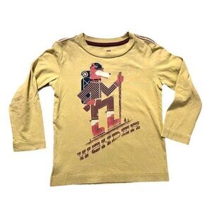 Tea Collection Kids Long Sleeve Yellow "Wander" Graphic Tee Size 3